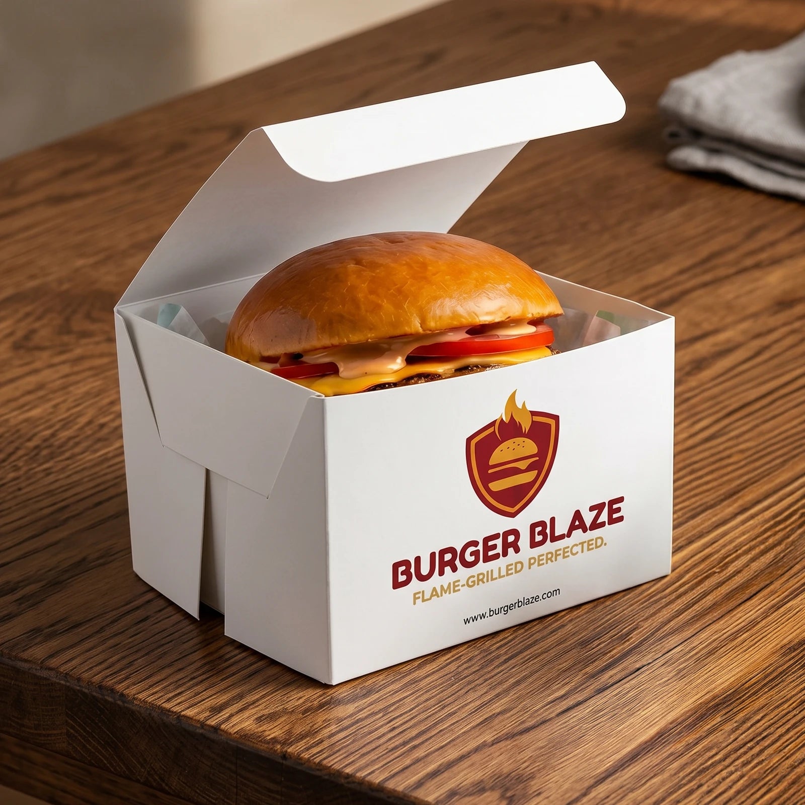 Custom Printed Burger Box - Easy Assembly - White