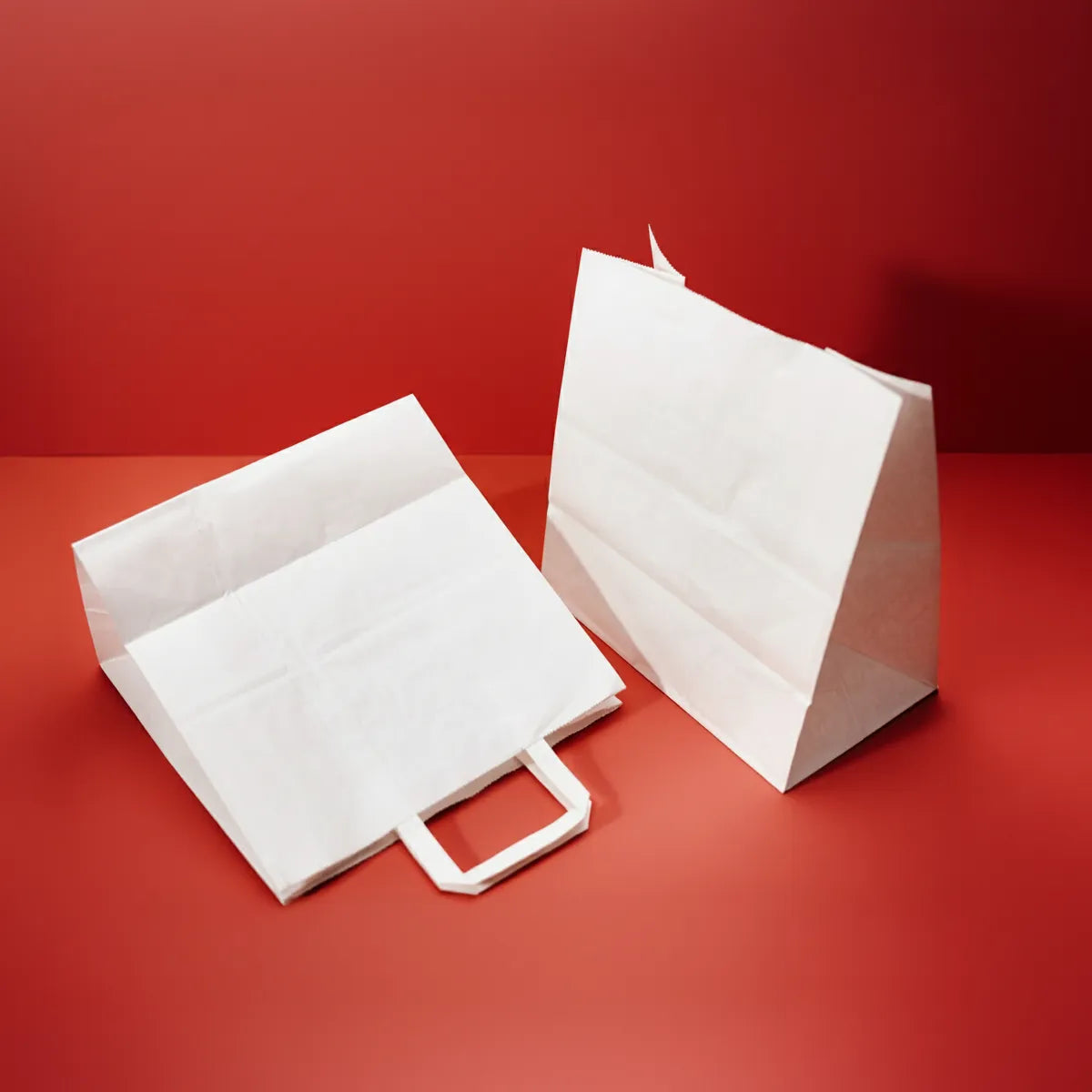 Wholesale Flat Handle Paper Bag - White