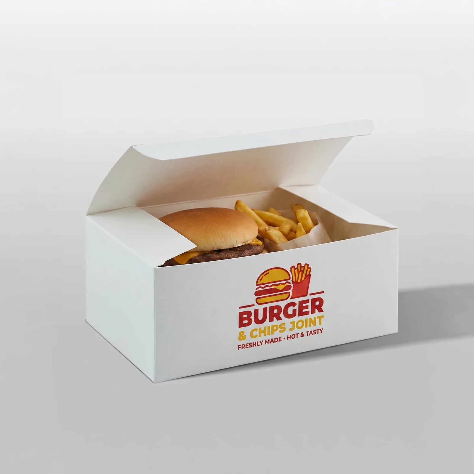 Custom Printed Burger Meal Boxes - Lock Bottom - Foldable - White