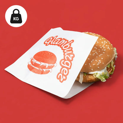 Wholesale Printed Burger Bag by Kg - White
