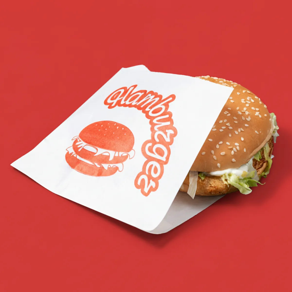 Printed Burger Bag - White