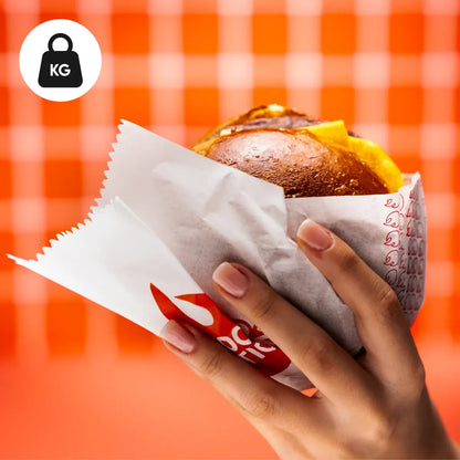 Wholesale Printed Burger Bag by Kg - White