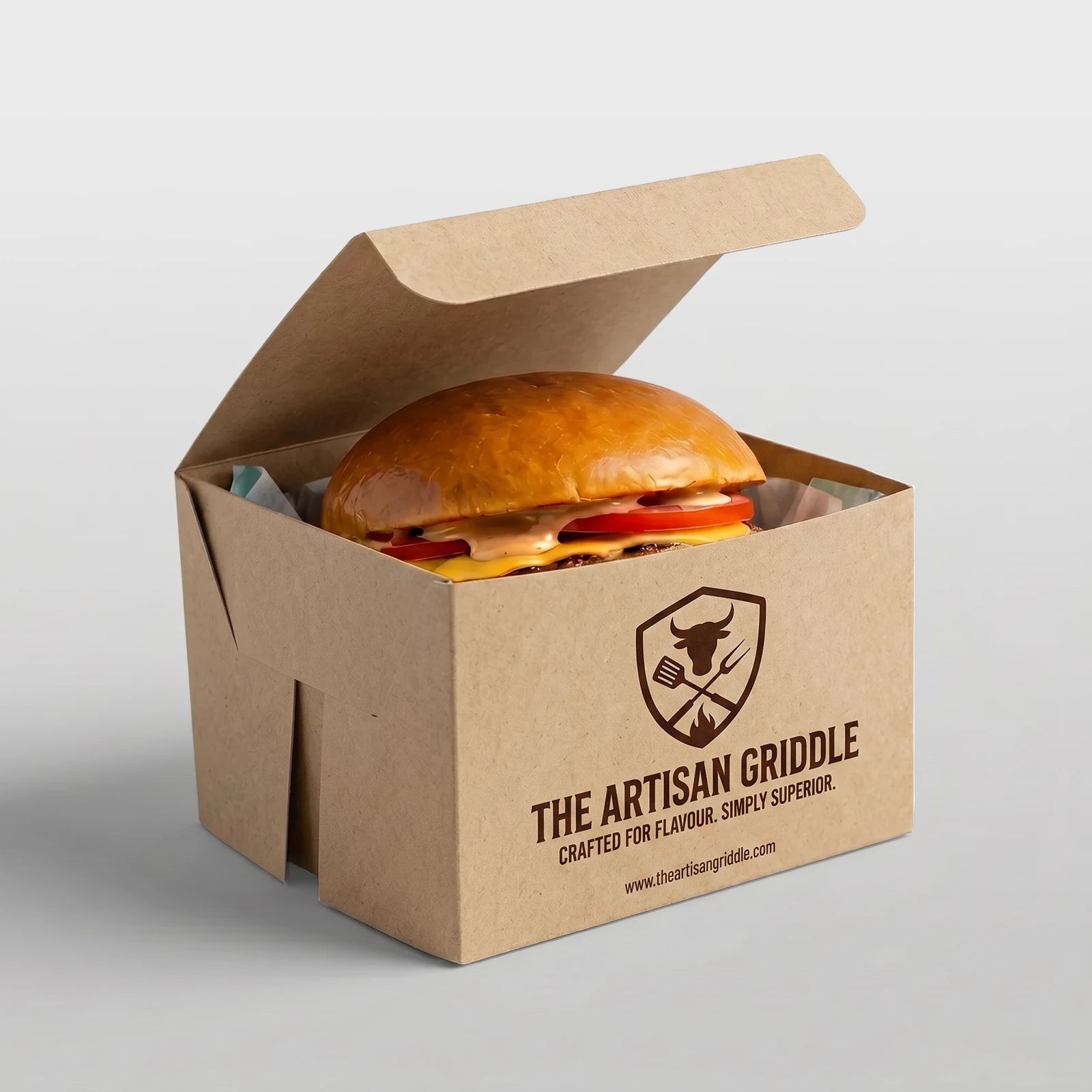 Custom Printed  Burger Box - Easy Assembly - Kraft