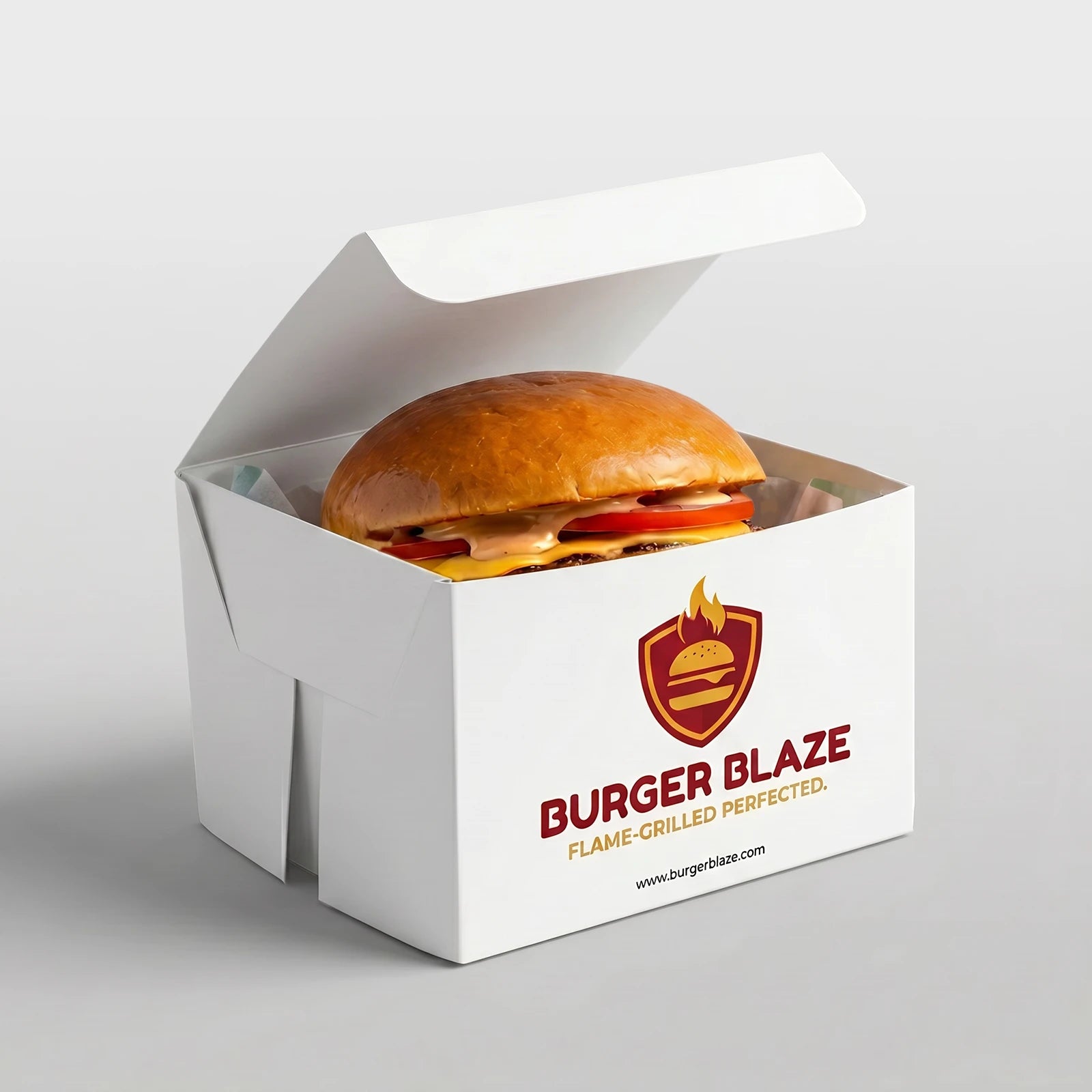Custom Printed  Burger Box - Easy Assembly - White