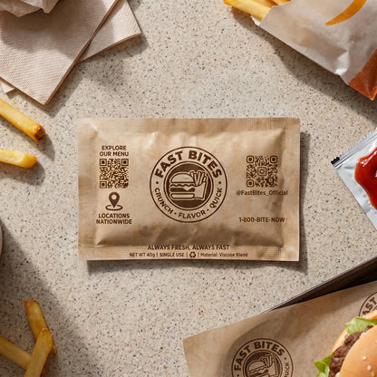 Custom Printed Wet Wipes - 140 x 93 mm - Kraft