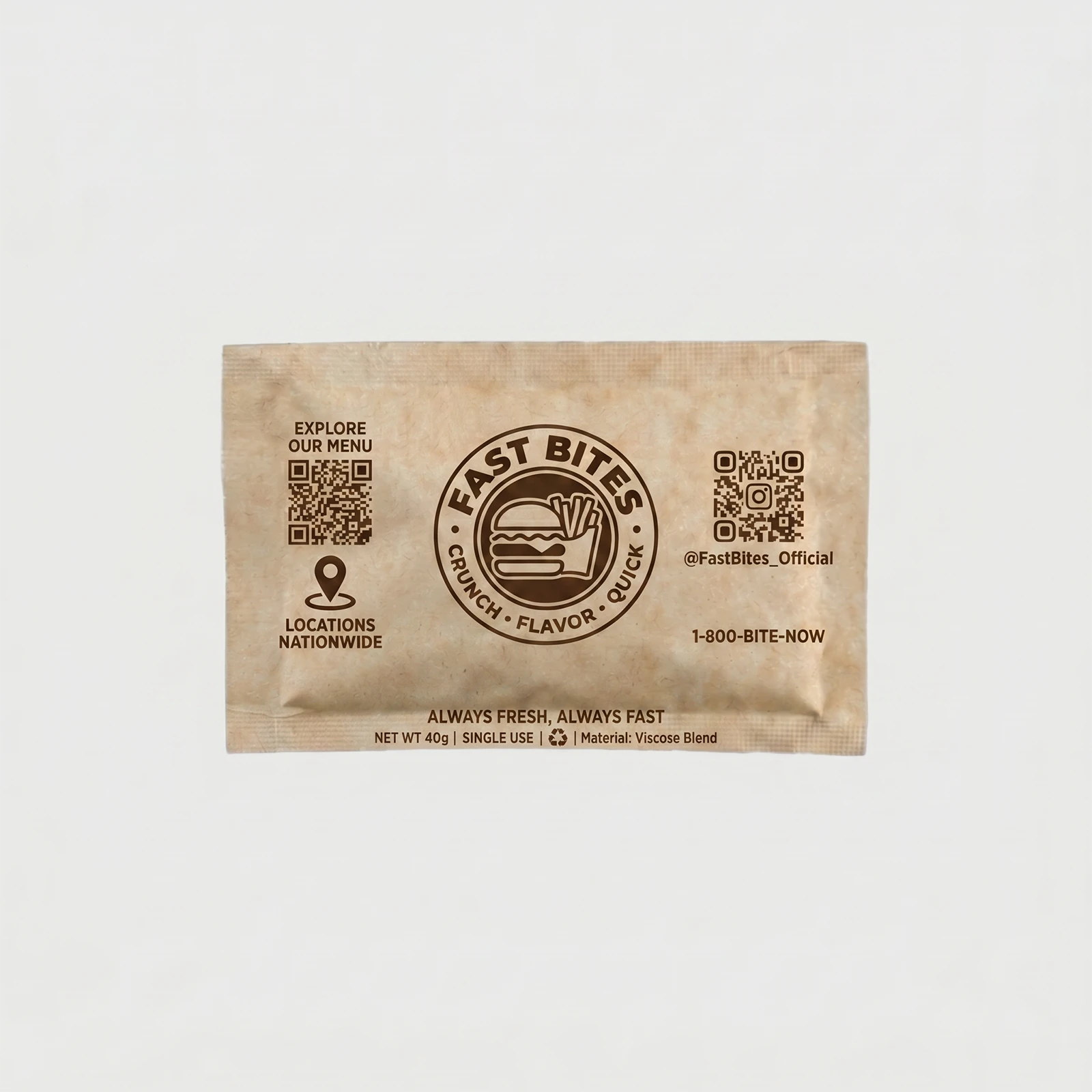 Custom Printed Wet Wipes - 140 x 93 mm - Kraft